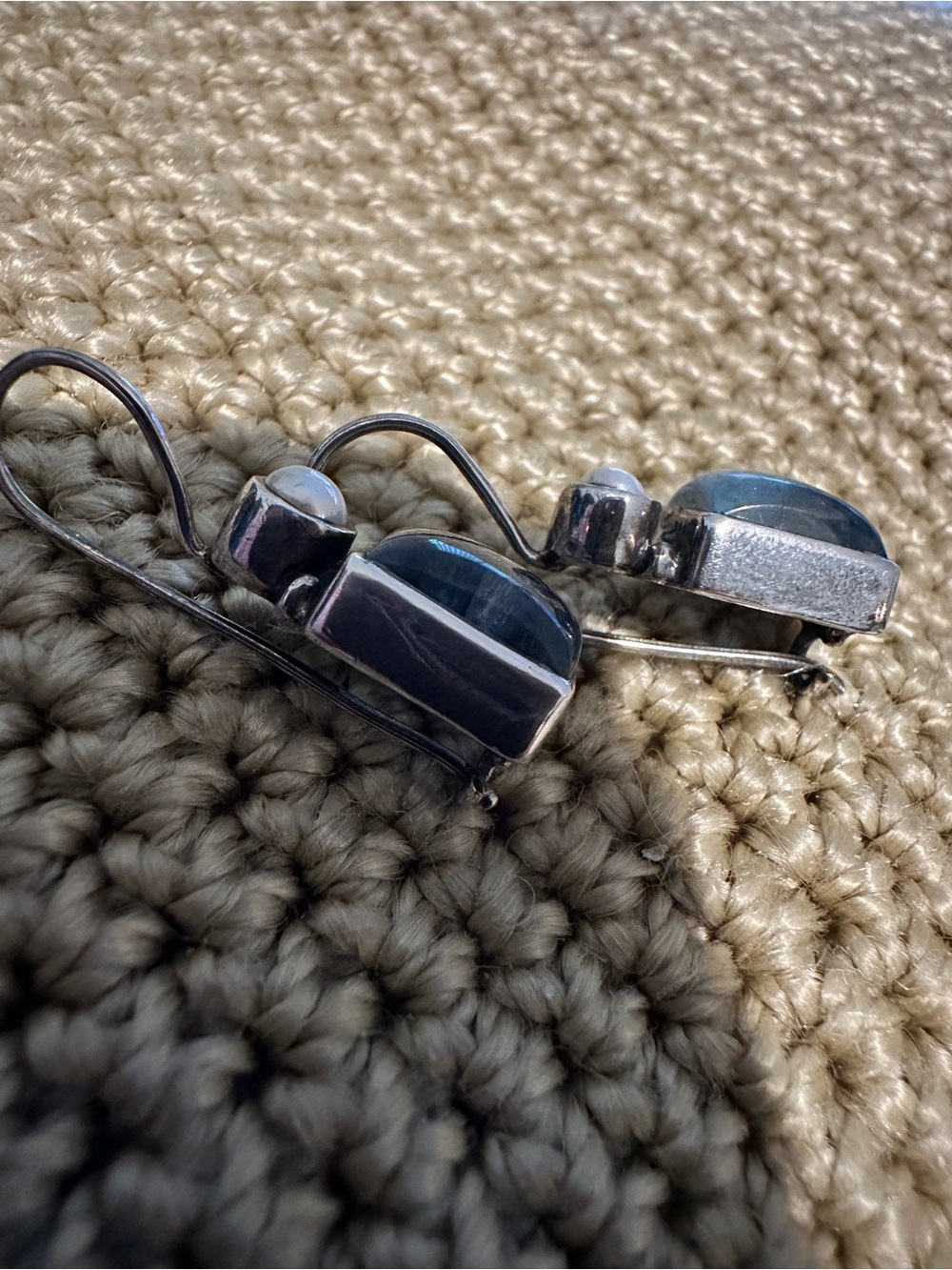 Sterling Silver Sundance labradorite and Pearl Drop Earrings - Picture 5 of 10